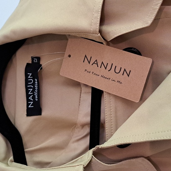 NWT Double-Breasted Waterproof Trench Coat With Belt (Khaki) - NANJUN - Picture 10 of 14